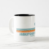 Jamestown Beach Virginia Sun Palm Trees Tweekleurige Koffiemok (Voorkant links)