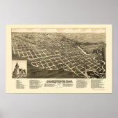 Jamestown, ND Panoramic Map - 1883 Poster (Voorkant)