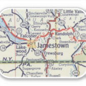 Jamestown New York  kaart Sticker (Voorkant)