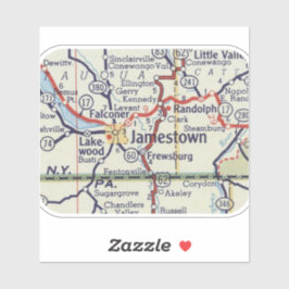 Jamestown New York  kaart Sticker