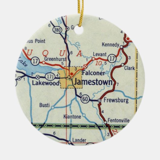 Jamestown NY Keramisch Ornament (Voorkant)