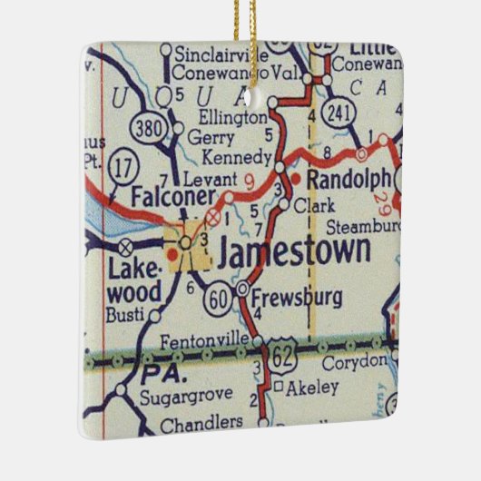Jamestown NY Map Keramisch Ornament (Rechts)