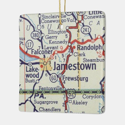 Jamestown NY  Map Keramisch Ornament (Links)