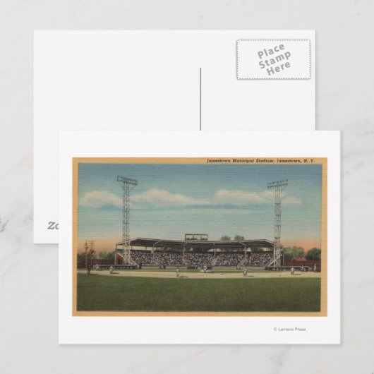 Jamestown, NY - Municipal Baseball Stadium Briefkaart (Voorkant / Achterkant)