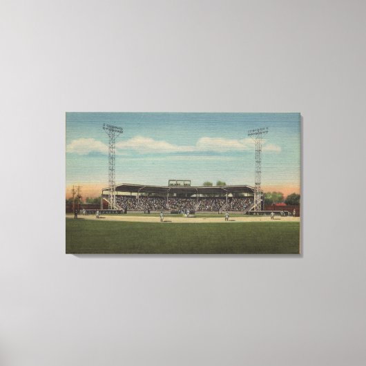 Jamestown, NY - Municipal Baseball Stadium Canvas Afdruk (Voorkant)