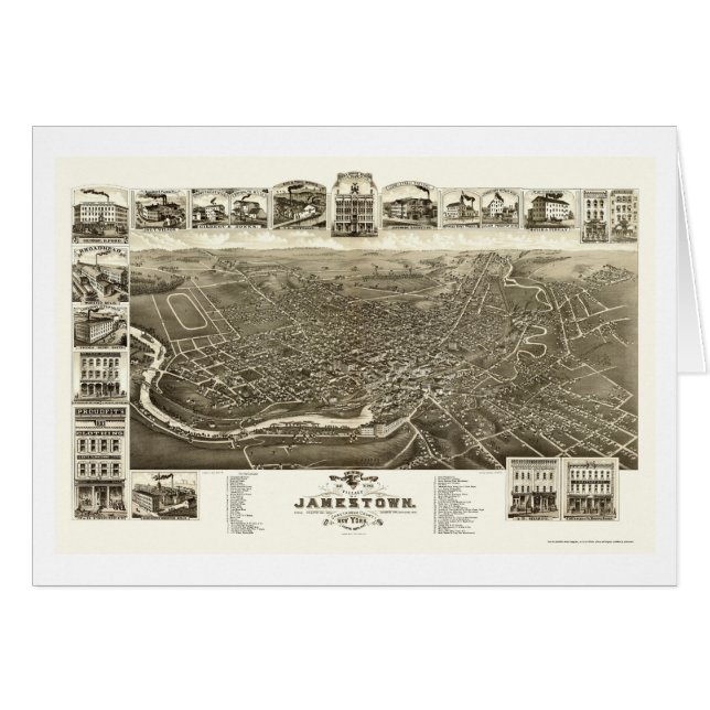 Jamestown, NY Panoramic Map - 1882 (Voorkant Horizontaal)