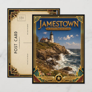 Jamestown Rhode Island Vintage Art Deco Gouden Tij Briefkaart