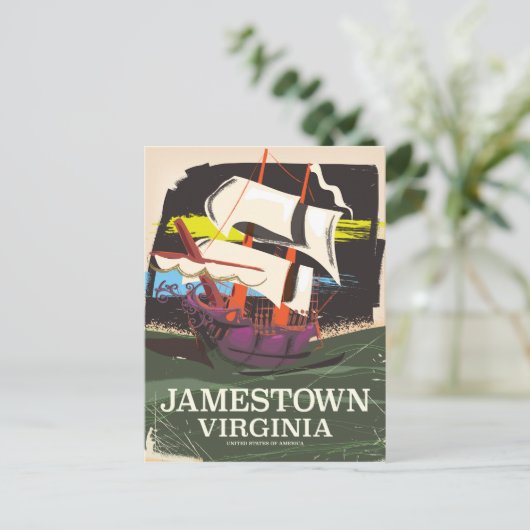 Jamestown, Virginia, vintage-poster Briefkaart (Staand voorkant)