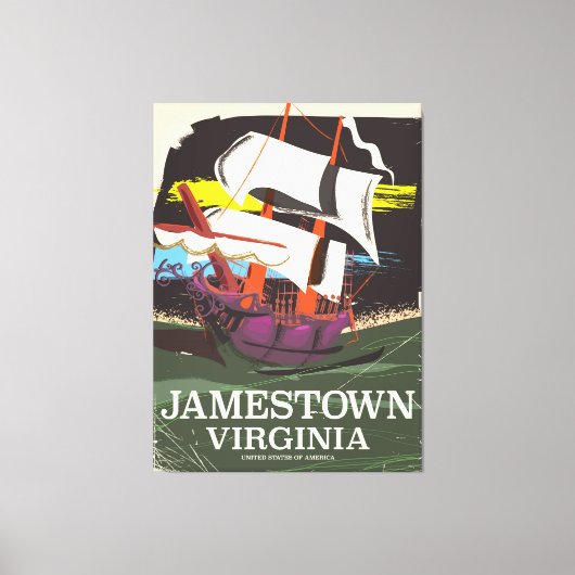 Jamestown, Virginia, vintage-poster Canvas Afdruk (Voorkant)