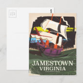 Jamestown, Virginia, vintage reisposter Briefkaart (Voorkant / Achterkant)