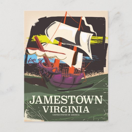 Jamestown, Virginia, vintage reisposter Briefkaart (Voorkant)