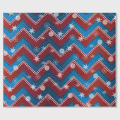Jamestown Xmas-Red+Blue ZigZag+White Snowflakes v2 Cadeaupapier (Vlak)