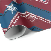 Jamestown Xmas-Red+Blue ZigZag+White Snowflakes v2 Cadeaupapier (Rol Hoek)