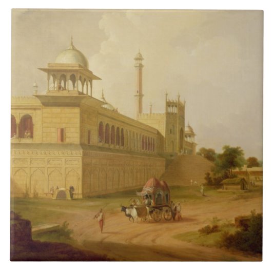 Jami Masjid, Delhi, 1811 (olie op het canvas) Tegeltje (Voorkant)