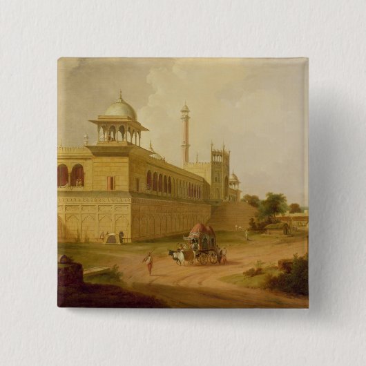 Jami Masjid, Delhi, 1811 (olie op het canvas) Vierkante Button 5,1 Cm (Voorkant)