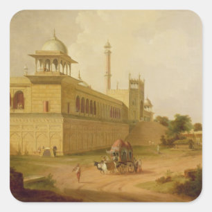 Jami Masjid, Delhi, 1811 (olie op het canvas) Vierkante Sticker