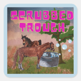 JAMIE EN POPPY SCRUBBED TROUGH VIERKANTE STICKER