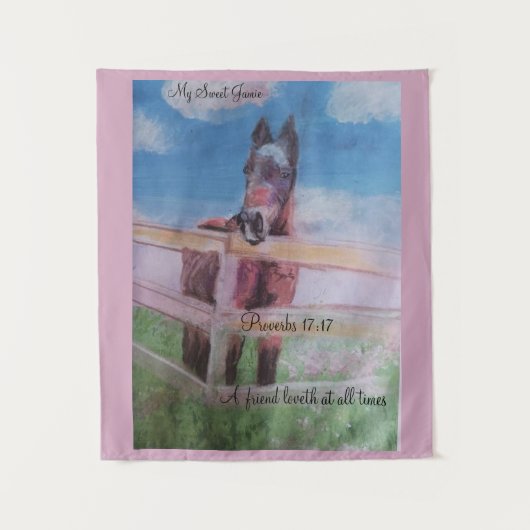 Jamie lief meisje, vriend paard wandkleed (Voorkant)