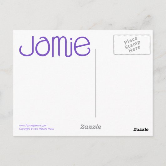 Jamie paars Briefkaart (Achterkant)