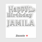 Jamila Happy Birthday silver Aufkleber Sticker (Vel)