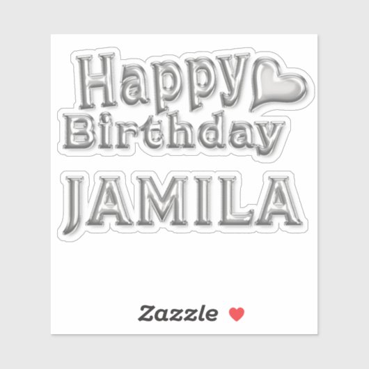 Jamila Happy Birthday silver Aufkleber Sticker (Vel)