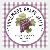 Jammedrauwel met geruit patroon vierkante sticker (Voorkant)