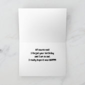 JAMMER DAT IK 'JE VERJAARDAG' BEN VERGETEN FEESTDAGEN KAART (Binnen)