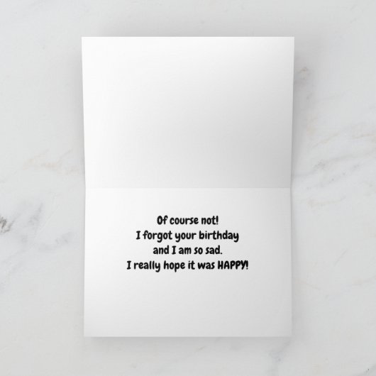 JAMMER DAT IK 'JE VERJAARDAG' BEN VERGETEN FEESTDAGEN KAART (Binnen)