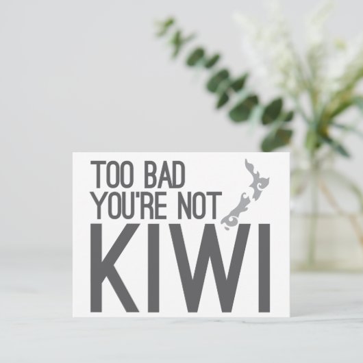 Jammer dat je geen KIWI bent (NIEUW-ZEELAND) Briefkaart (Staand voorkant)