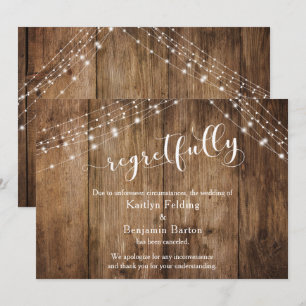 Jammer genoeg Rustic Wood & Lights Geannuleerd Kaa Kaart