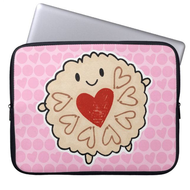 Jammie Dodger Waterverf Laptop Sleeve (Voorkant)