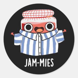 Jammies Funny Pajama Jam Pun Dark BG Ronde Sticker