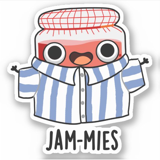 Jammies Funny Pajama Jam Pun Sticker (Voorkant)