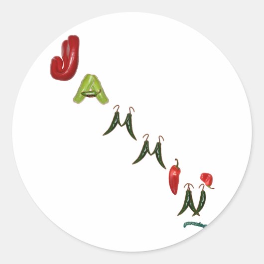 Jammin' Chili Peppers Ronde Sticker (Voorkant)