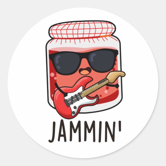 Jammin Funny Rocker Jam Pun Ronde Sticker (Voorkant)