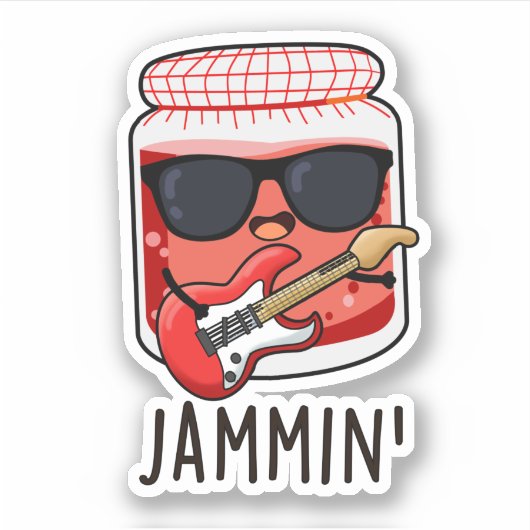 Jammin Funny Rocker Jam Pun Sticker (Voorkant)