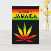 Jammin in Jamaica Reggae Kleuren Rasta Leaf Zwart Kaart (Gele Bloem)