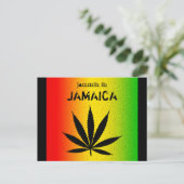 Jammin in Jamaica Zwart Reggae Rasta Leaf Briefkaa Briefkaart (Staand voorkant)