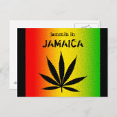 Jammin in Jamaica Zwart Reggae Rasta Leaf Briefkaa Briefkaart (Voorkant / Achterkant)