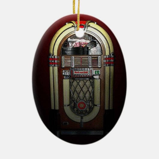 Jammin' Jukebox kerstversiering Keramisch Ornament (Achterkant)