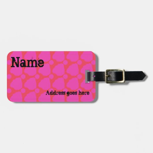 Jammin' roze en rode Giraffe spots Bagagelabel (Voorkant horizontaal)