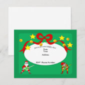 Jamming Santa en Elf Invitation Kaart (Voorkant / Achterkant)