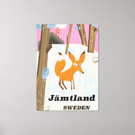 Jämtland Zweden vintage reisposter Canvas Afdruk