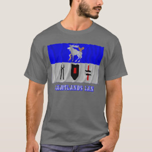 Jämtlands län waving flag with name t-shirt