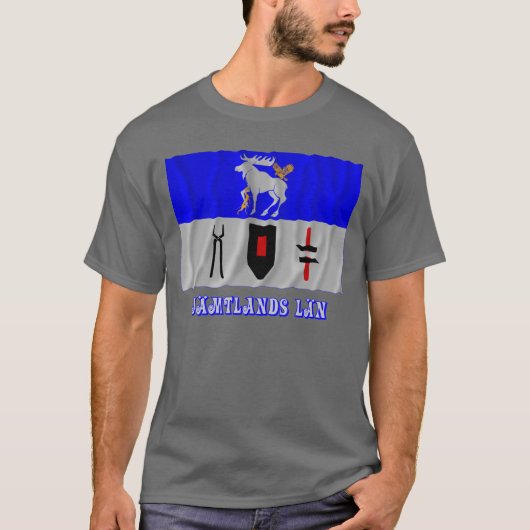 Jämtlands län waving flag with name t-shirt (Voorkant)