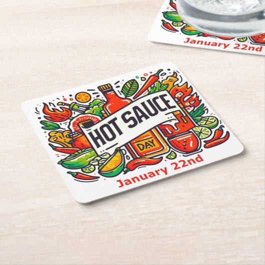 Jan 22nd - Hete Saus Dag Kartonnen Onderzetters (Schuin)