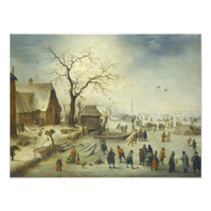 Jan Brueghel de jongere - dorpelingen op het ijs Foto Afdruk