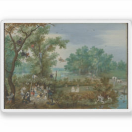 Jan Brueghel de Oude - Vrolijk gezelschap in een h Sticker