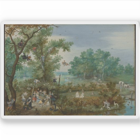 Jan Brueghel de Oude - Vrolijk gezelschap in een h Sticker (Voorkant)