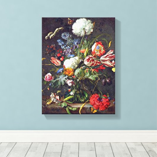 Jan Davidsz de Heem - bloemenvaas Canvas Afdruk (Insitu (Houten vloer))
